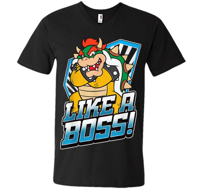 Nintendo Super Mario Bowser Like A Boss Bold Graphic V-neck T-shirt