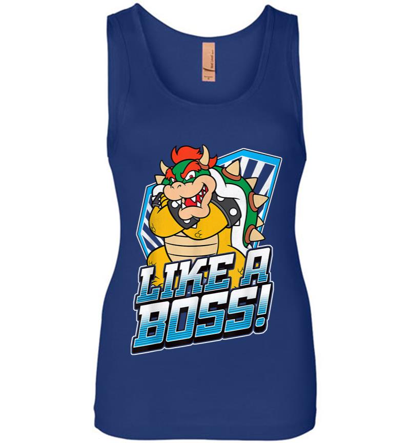 Inktee Store - Nintendo Super Mario Bowser Like A Boss Bold Graphic Women Jersey Tank Top Image