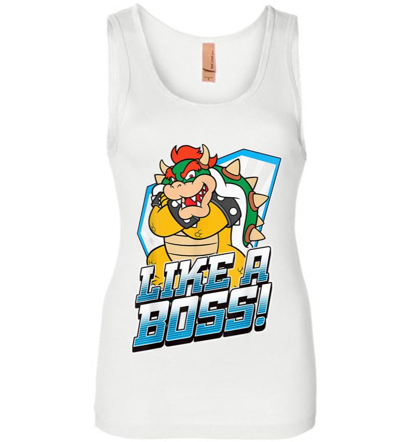 Inktee Store - Nintendo Super Mario Bowser Like A Boss Bold Graphic Women Jersey Tank Top Image