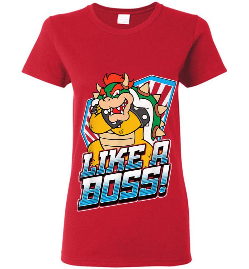Inktee Store - Nintendo Super Mario Bowser Like A Boss Bold Graphic Women T-Shirt Image