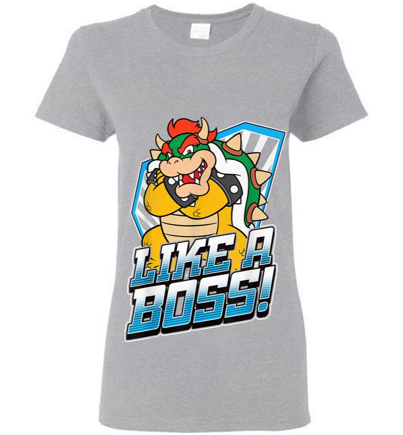 Inktee Store - Nintendo Super Mario Bowser Like A Boss Bold Graphic Women T-Shirt Image