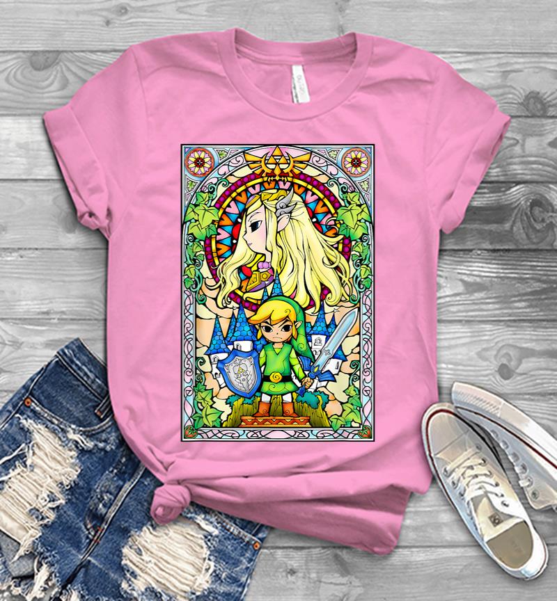 Inktee Store - Nintendo Zelda Link The Princess Stained Glass Men T-Shirt Image