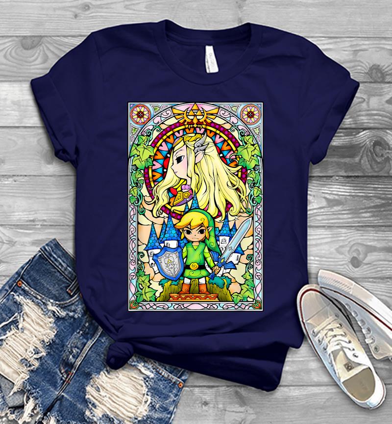 Inktee Store - Nintendo Zelda Link The Princess Stained Glass Men T-Shirt Image