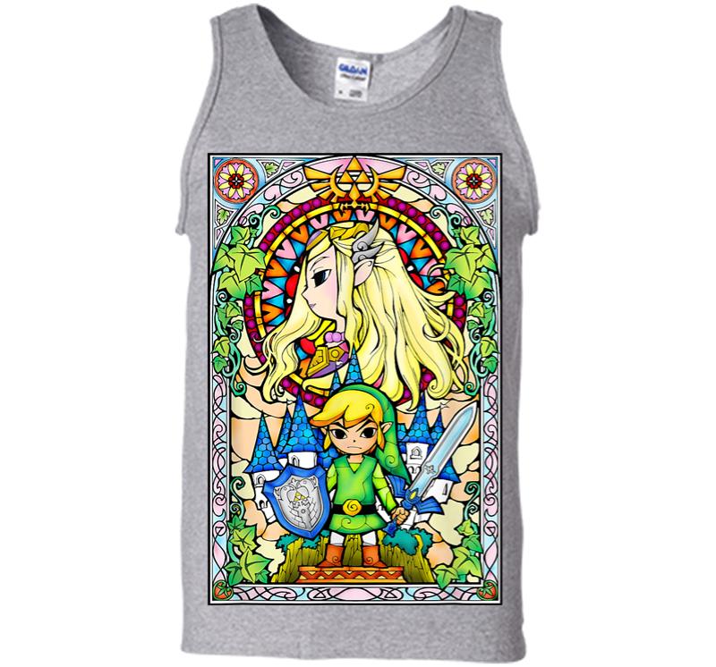 Inktee Store - Nintendo Zelda Link The Princess Stained Glass Men Tank Top Image