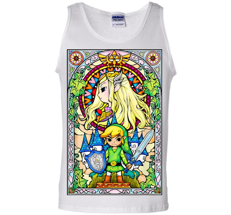 Inktee Store - Nintendo Zelda Link The Princess Stained Glass Men Tank Top Image