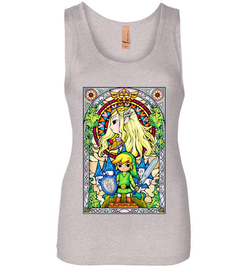Inktee Store - Nintendo Zelda Link The Princess Stained Glass Women Jersey Tank Top Image