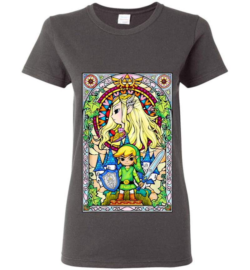 Inktee Store - Nintendo Zelda Link The Princess Stained Glass Women T-Shirt Image