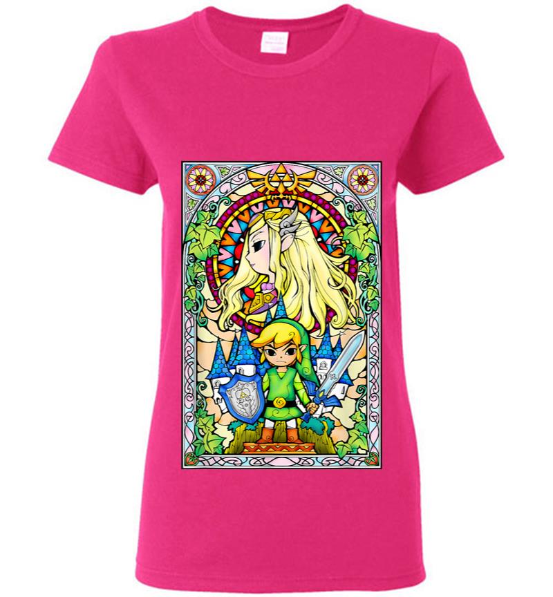Inktee Store - Nintendo Zelda Link The Princess Stained Glass Women T-Shirt Image