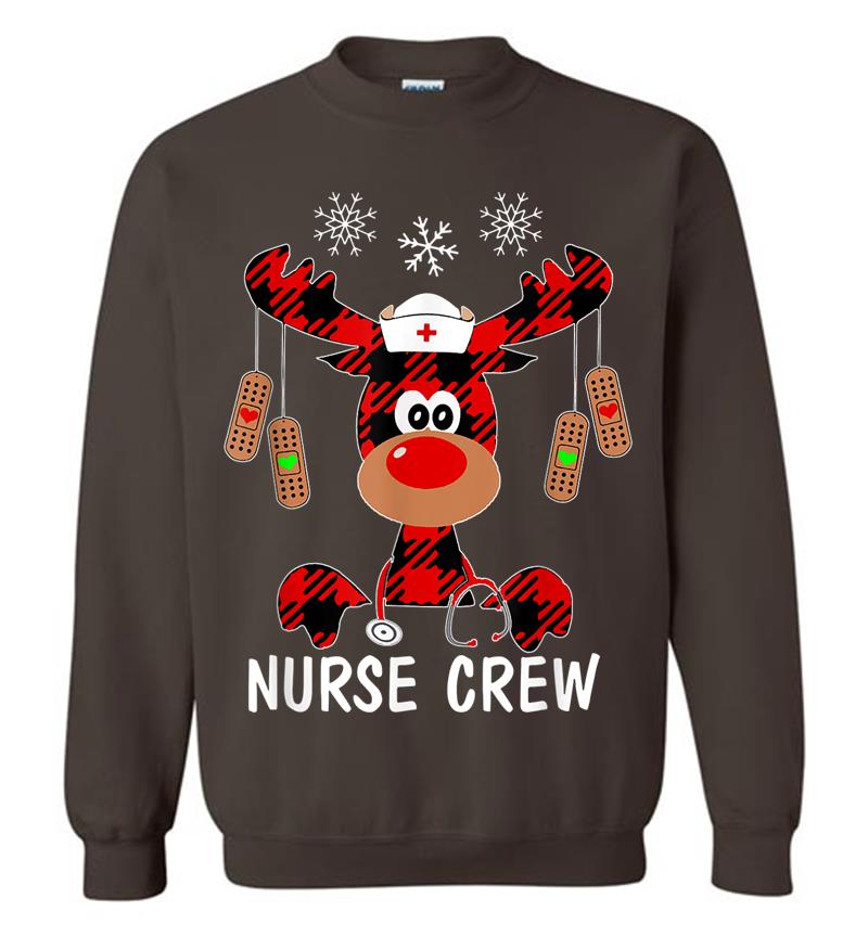 Inktee Store - Nurse Crew Reindeer Buffalo Plaid Christmas Gift For Nurse Sweatshirt Image