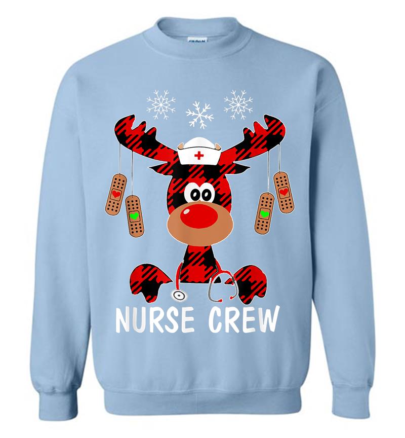 Inktee Store - Nurse Crew Reindeer Buffalo Plaid Christmas Gift For Nurse Sweatshirt Image