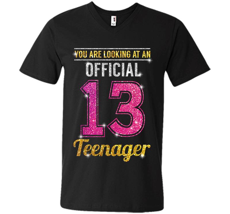 Official 13 Nager 13th Birthday Girls V-neck T-shirt