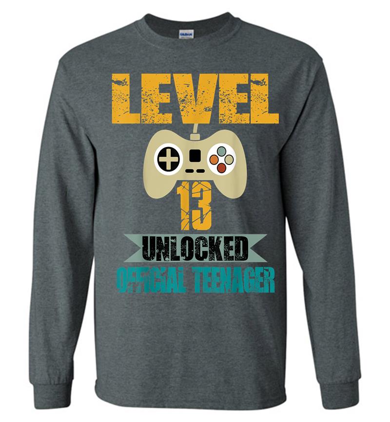 Inktee Store - Official Nager 13Th Birthday Level 13 Unlocked Long Sleeve T-Shirt Image