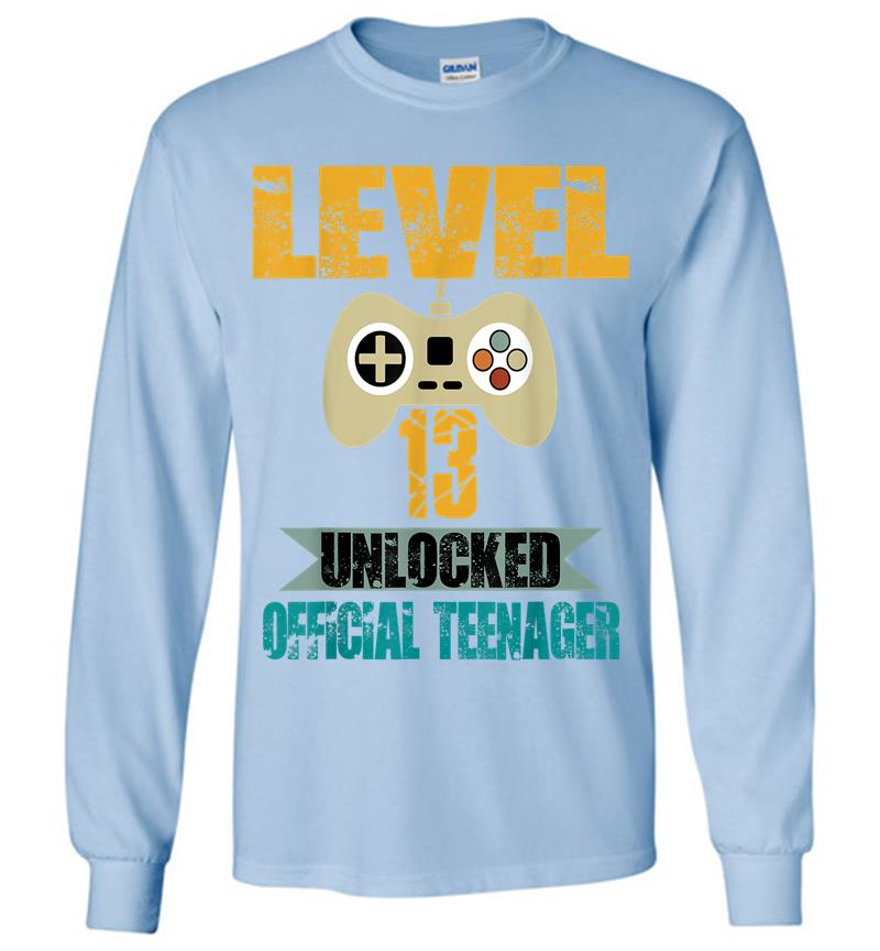 Inktee Store - Official Nager 13Th Birthday Level 13 Unlocked Long Sleeve T-Shirt Image