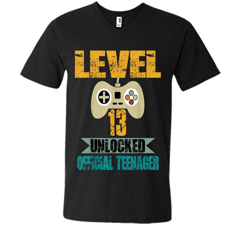 Official Nager 13Th Birthday Level 13 Unlocked V-Neck T-Shirt