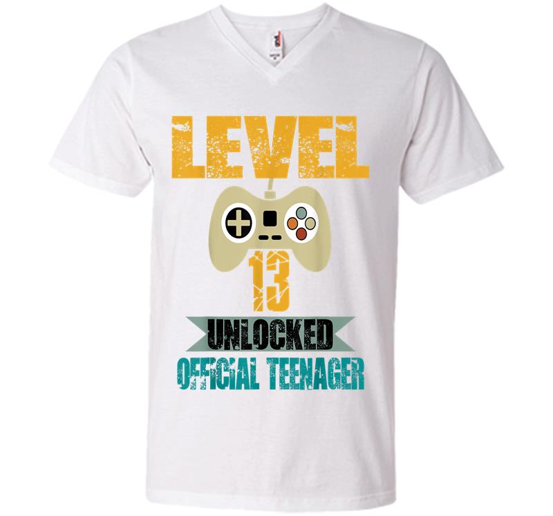 Inktee Store - Official Nager 13Th Birthday Level 13 Unlocked V-Neck T-Shirt Image