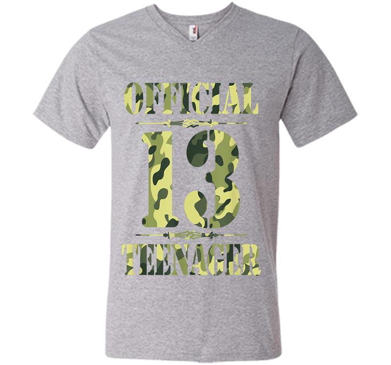 Inktee Store - Official Nager N 13Th Birthday Thirn Camo Hunting V-Neck T-Shirt Image