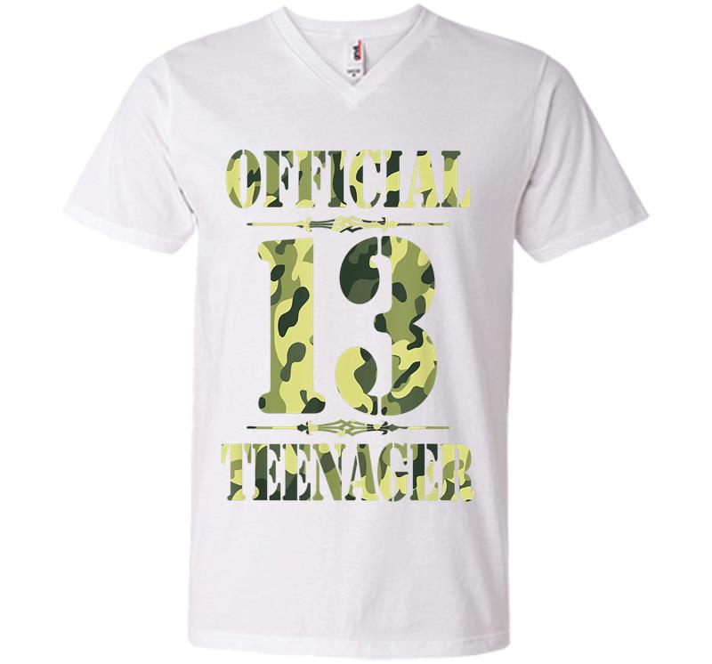 Inktee Store - Official Nager N 13Th Birthday Thirn Camo Hunting V-Neck T-Shirt Image