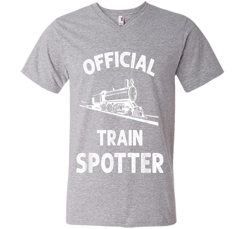Inktee Store - Official Train Spotter Trainspotting Railway Buff V-Neck T-Shirt Image