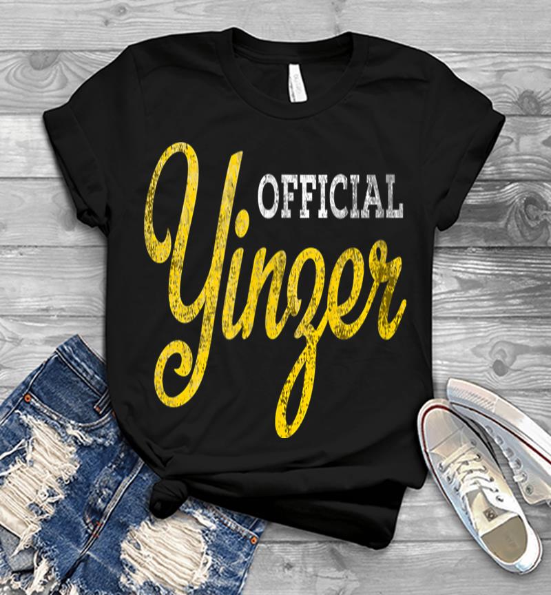 Official Yinzer Pittsburgh Burgh Gold White Retro Distressed Mens T-shirt