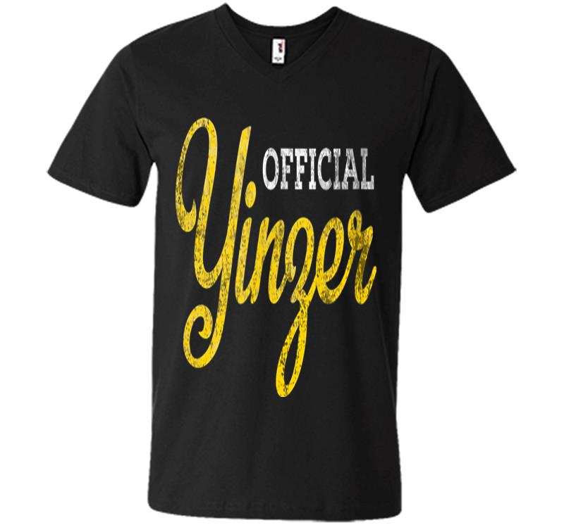 Official Yinzer Pittsburgh Burgh Gold White Retro Distressed V-neck T-shirt