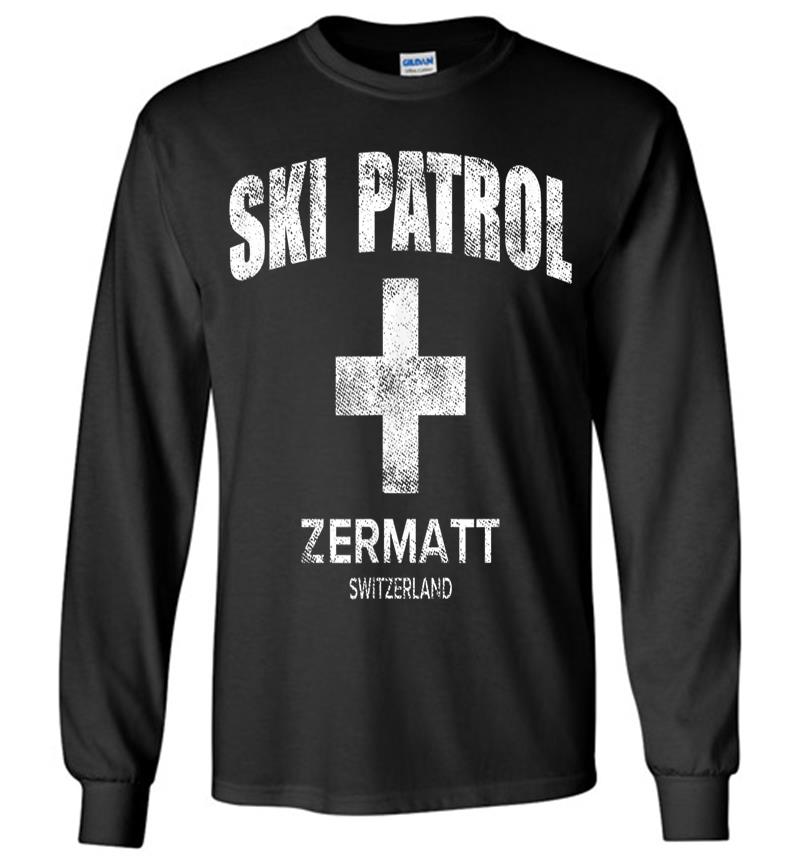 Official Zermatt Switzerland Vintage Style Ski Patrol Long Sleeve T-shirt