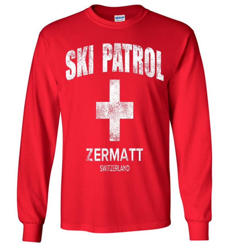 Inktee Store - Official Zermatt Switzerland Vintage Style Ski Patrol Long Sleeve T-Shirt Image
