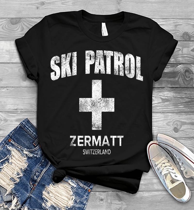 Official Zermatt Switzerland Vintage Style Ski Patrol Mens T-shirt