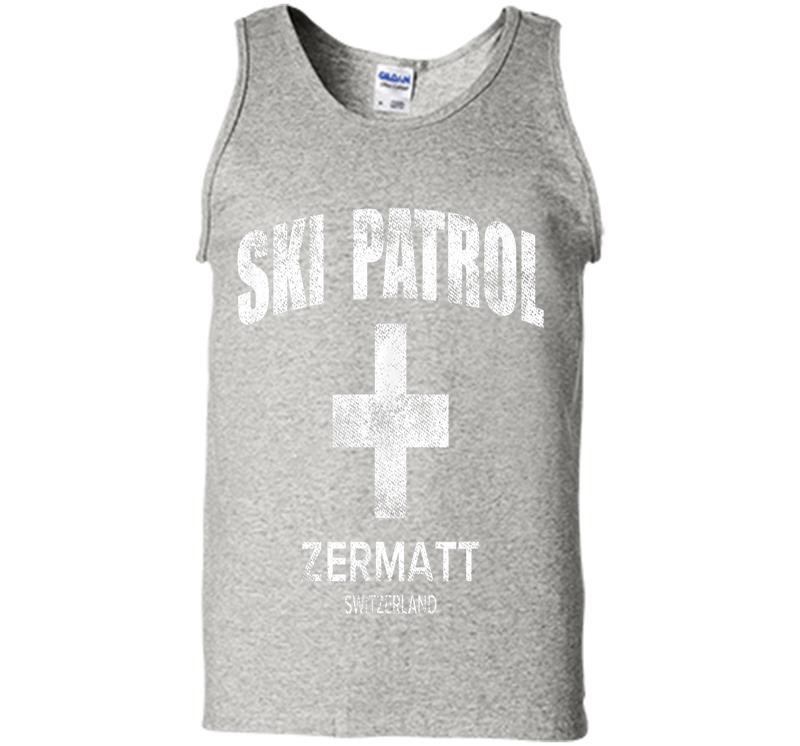 Official Zermatt Switzerland Vintage Style Ski Patrol Mens Tank Top