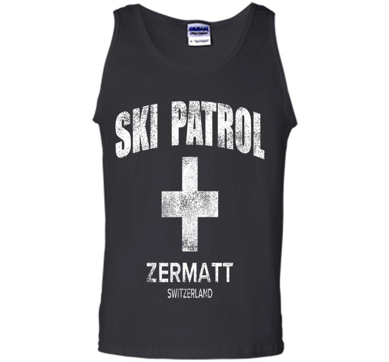 Inktee Store - Official Zermatt Switzerland Vintage Style Ski Patrol Mens Tank Top Image