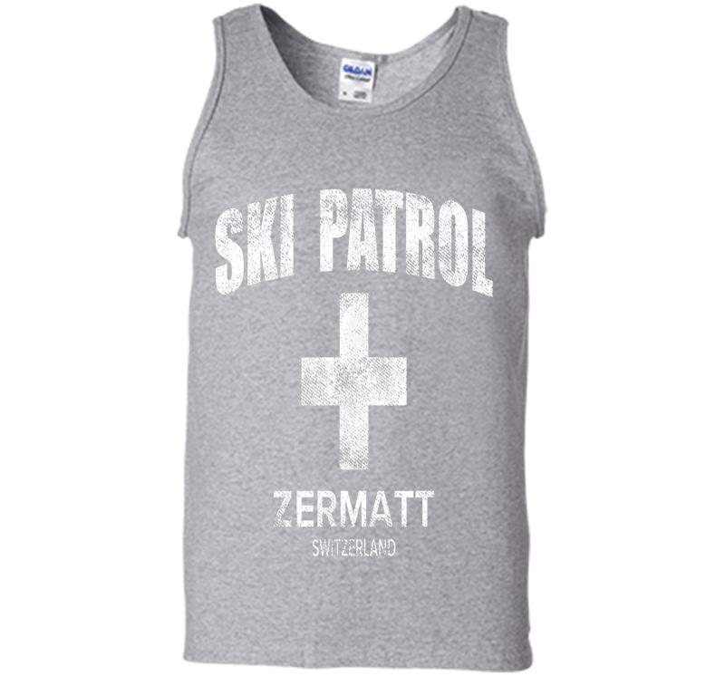 Inktee Store - Official Zermatt Switzerland Vintage Style Ski Patrol Mens Tank Top Image