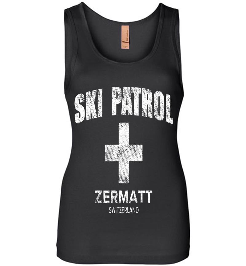 Official Zermatt Switzerland Vintage Style Ski Patrol Womens Jersey Tank Top