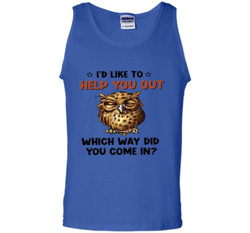 Inktee Store - Owls I’d Like To Help You Out Which Way Did You Come In Mens Tank Top Image