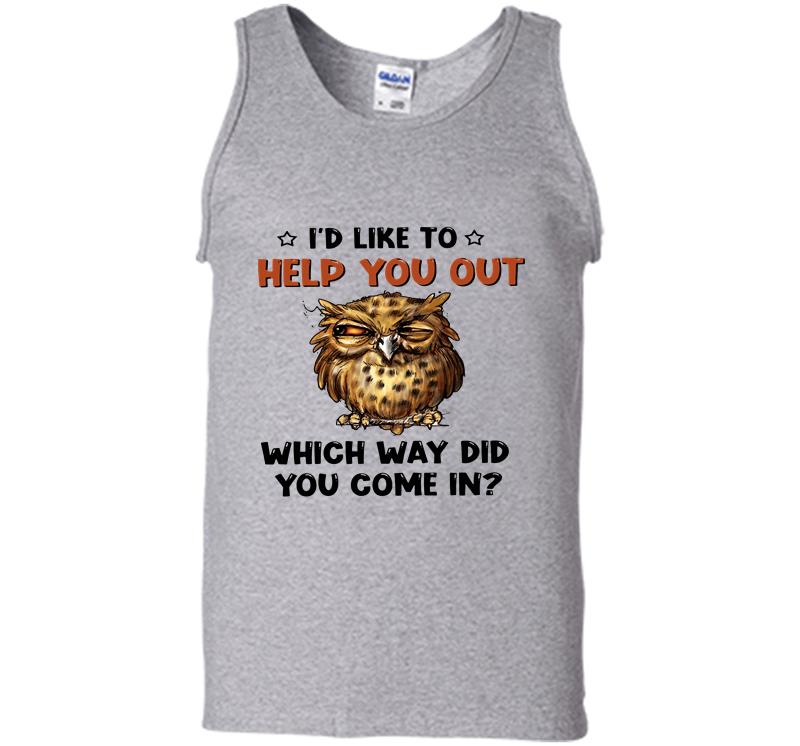 Inktee Store - Owls I’d Like To Help You Out Which Way Did You Come In Mens Tank Top Image