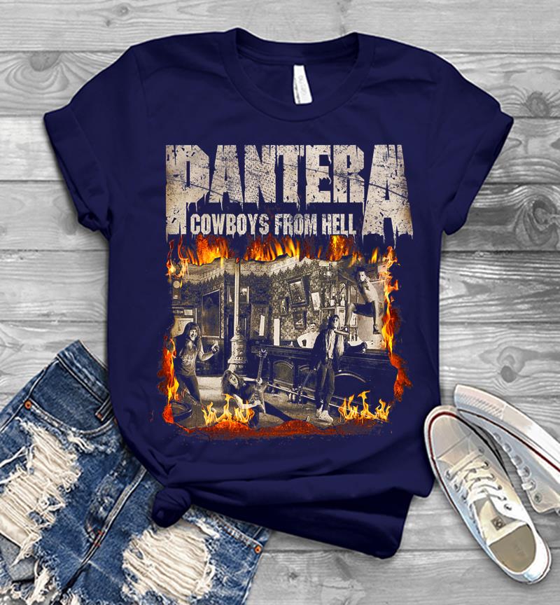 Inktee Store - Pantera Official Cowboys From Hell Cover Fire Premium Mens T-Shirt Image