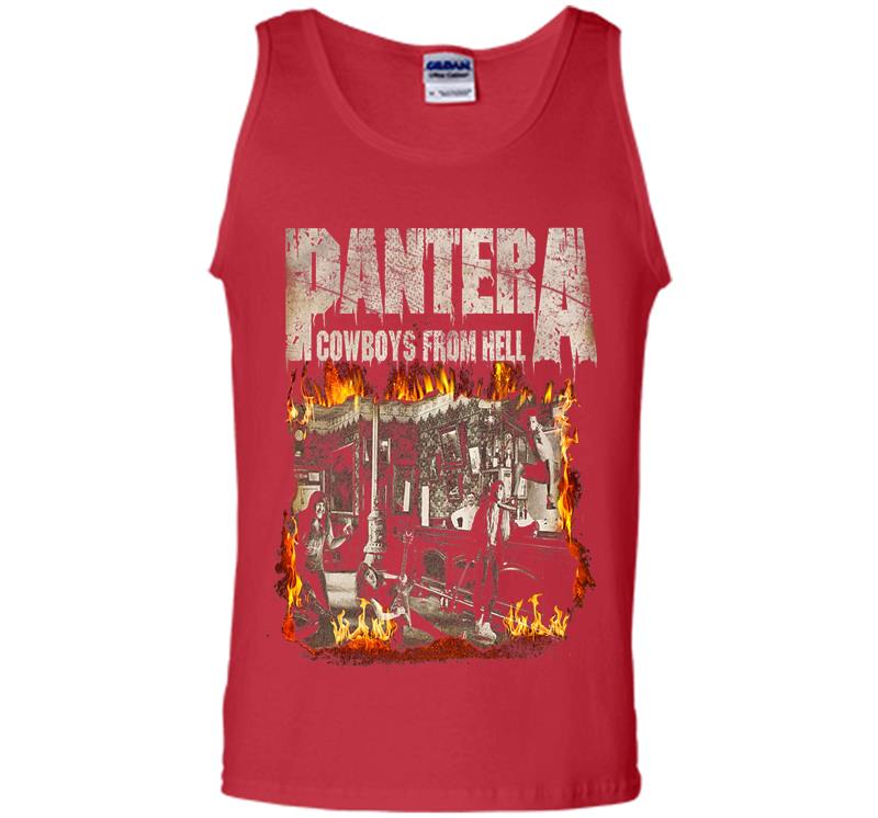 Inktee Store - Pantera Official Cowboys From Hell Cover Fire Premium Mens Tank Top Image