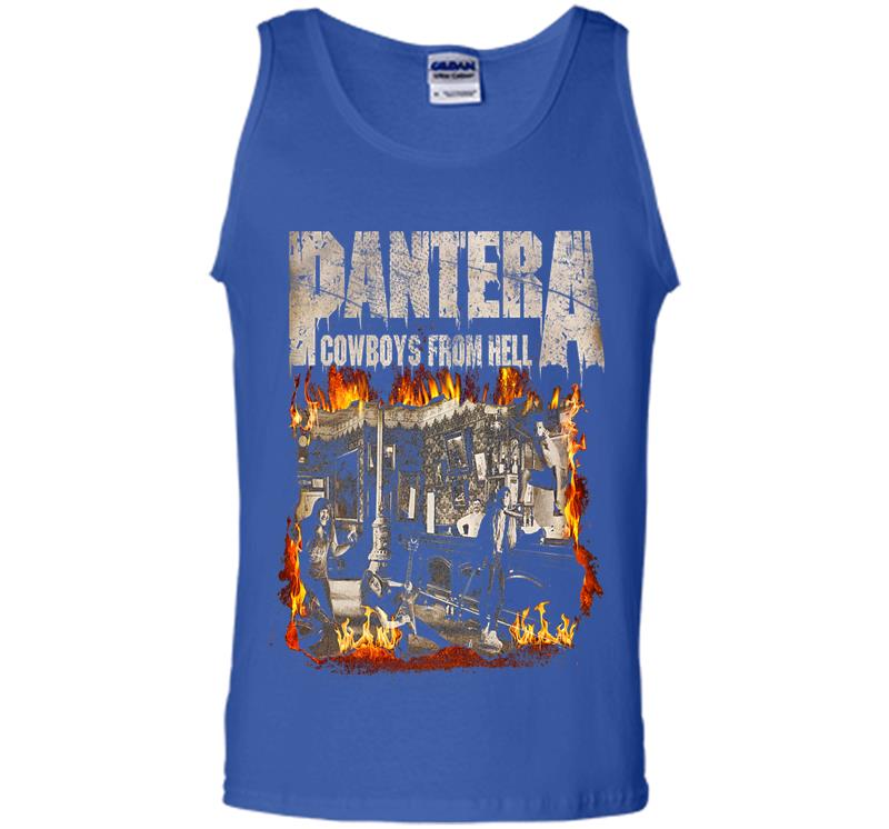 Inktee Store - Pantera Official Cowboys From Hell Cover Fire Premium Mens Tank Top Image