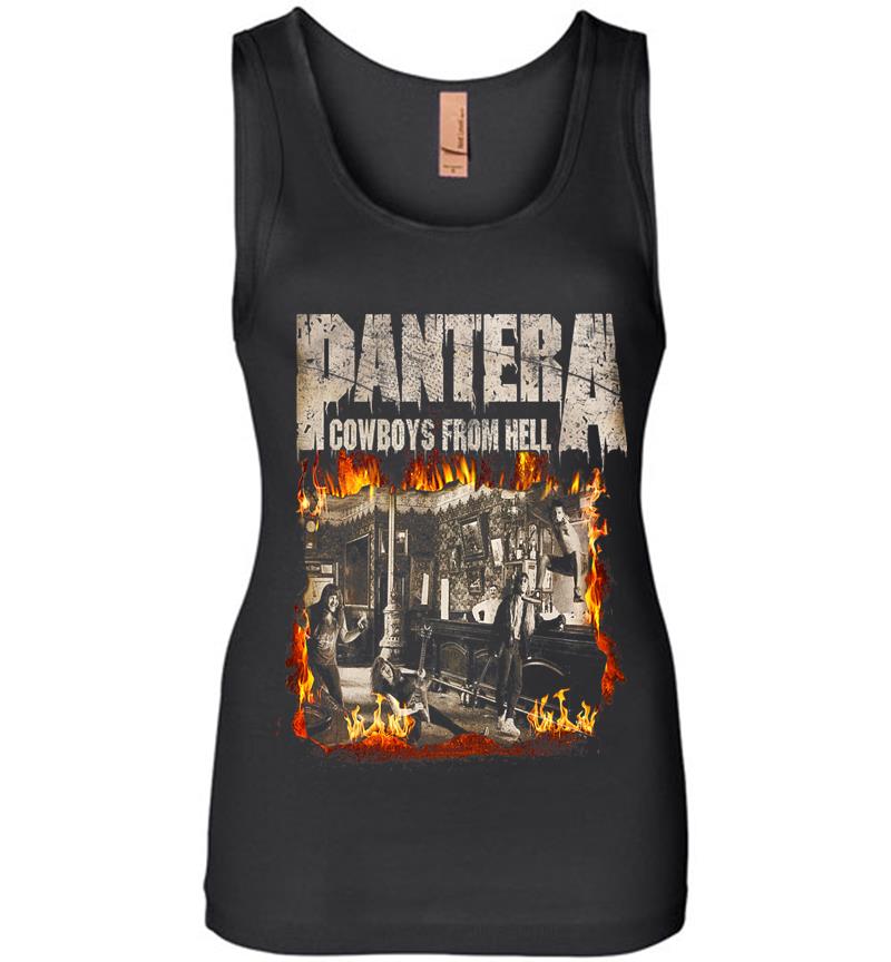 Pantera Official Cowboys From Hell Cover Fire Premium Womens Jersey Tank Top