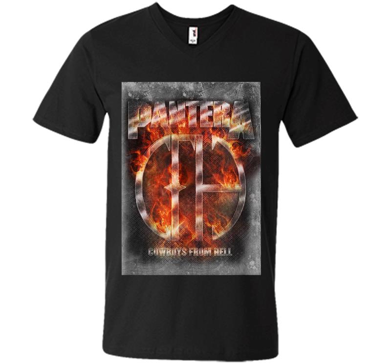Pantera Official Cowboys From Hell Flame V-neck T-shirt