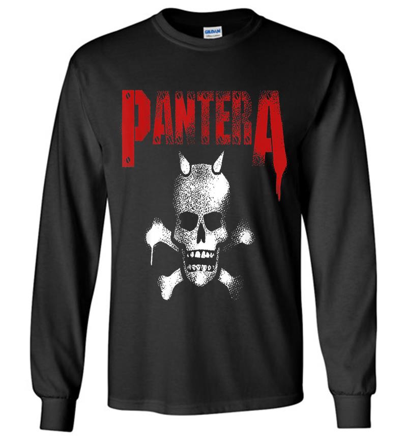 Pantera Official Horned Skull Stencil Long Sleeve T-shirt