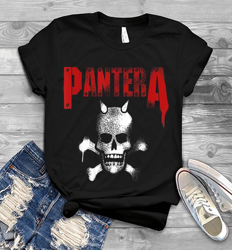 Pantera Official Horned Skull Stencil Mens T-shirt