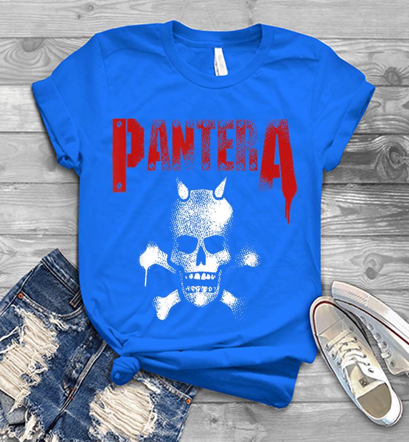 Inktee Store - Pantera Official Horned Skull Stencil Mens T-Shirt Image