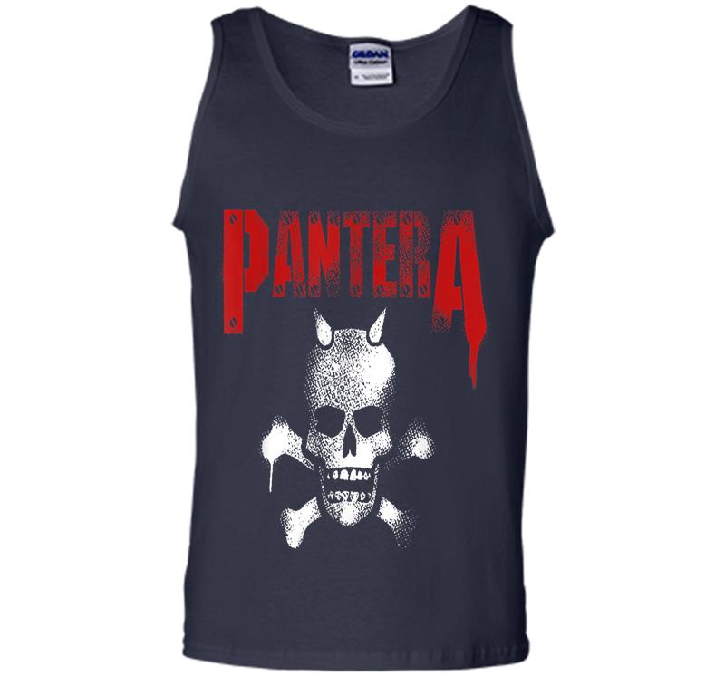 Inktee Store - Pantera Official Horned Skull Stencil Mens Tank Top Image
