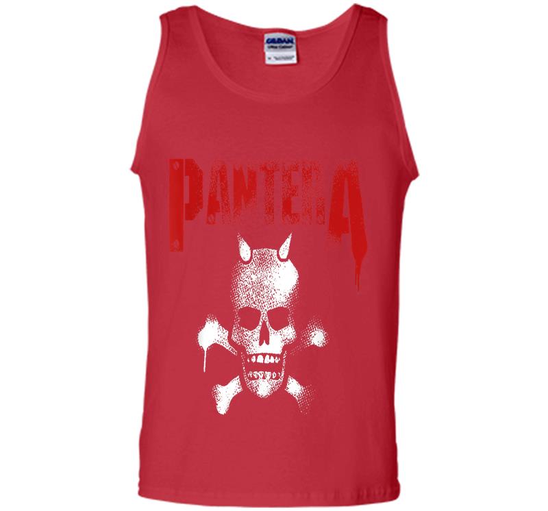 Inktee Store - Pantera Official Horned Skull Stencil Mens Tank Top Image