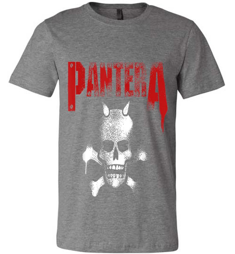 Inktee Store - Pantera Official Horned Skull Stencil Premium T-Shirt Image