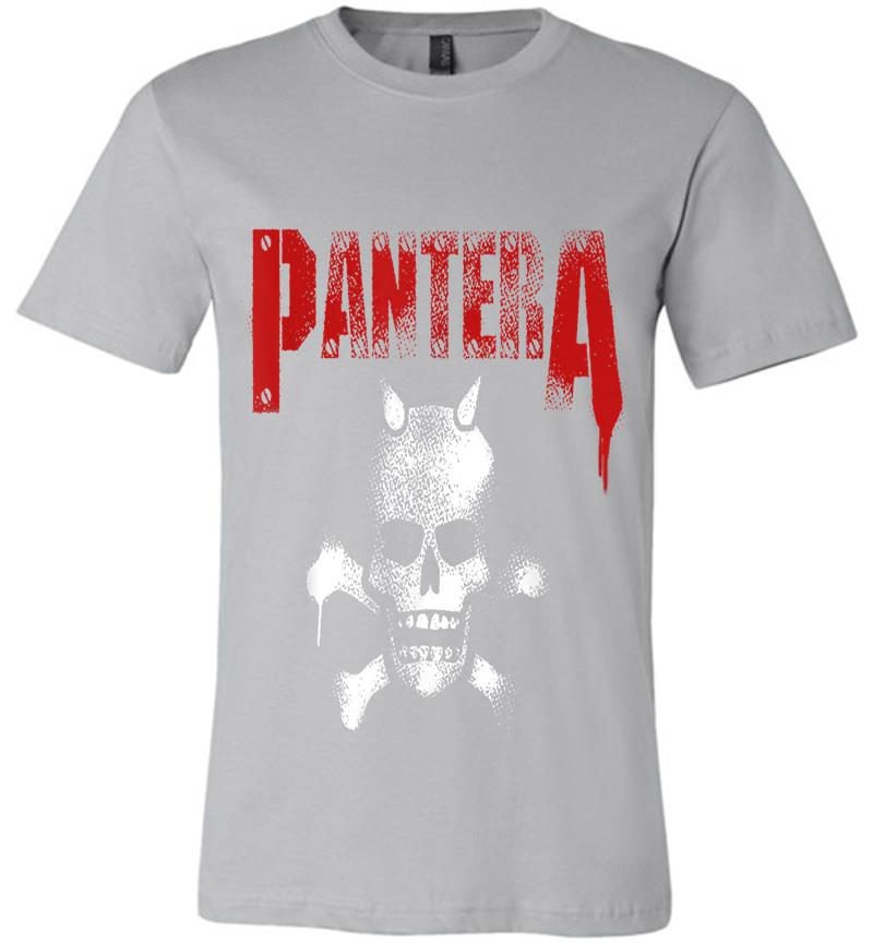 Inktee Store - Pantera Official Horned Skull Stencil Premium T-Shirt Image