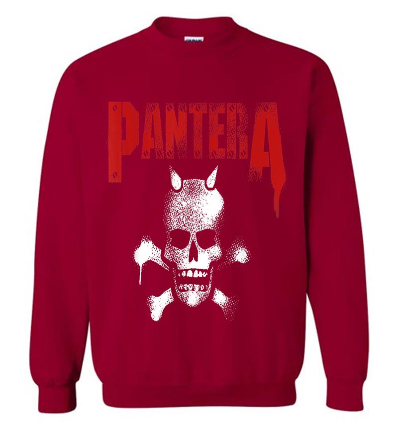 Inktee Store - Pantera Official Horned Skull Stencil Sweatshirt Image