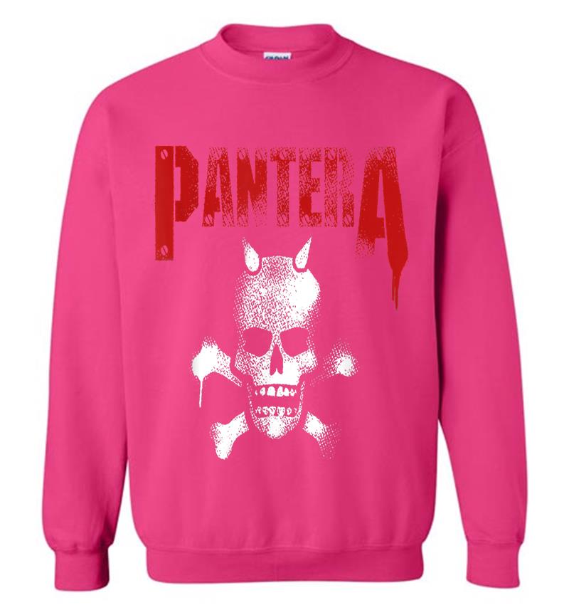 Inktee Store - Pantera Official Horned Skull Stencil Sweatshirt Image