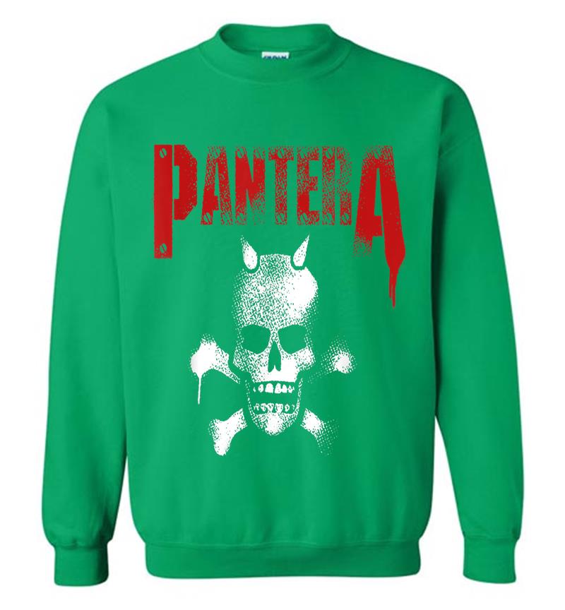 Inktee Store - Pantera Official Horned Skull Stencil Sweatshirt Image