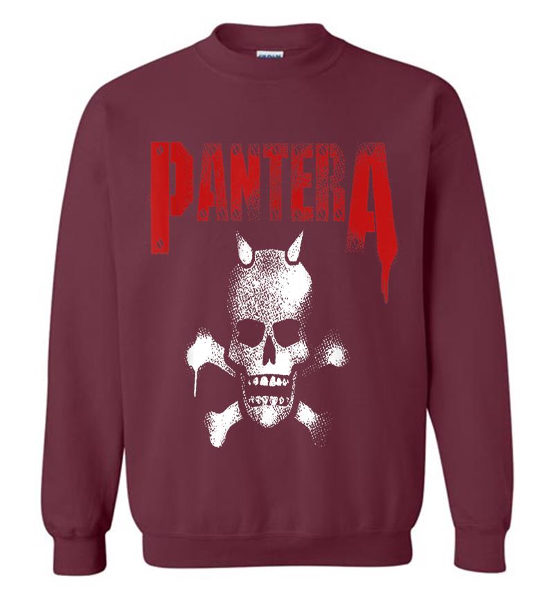 Inktee Store - Pantera Official Horned Skull Stencil Sweatshirt Image