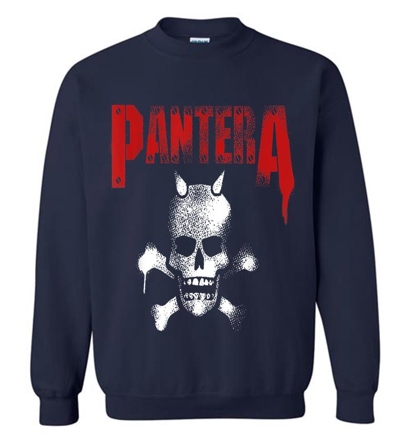 Inktee Store - Pantera Official Horned Skull Stencil Sweatshirt Image